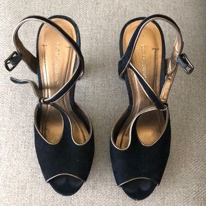 Black/Gold Suede BCBG Heels